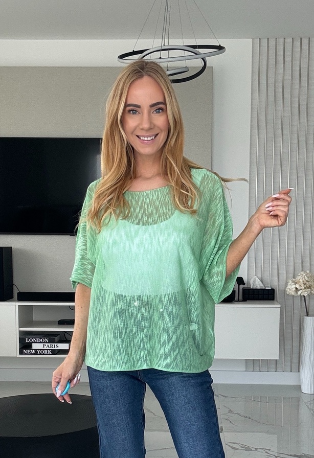 Gami pulóver zöld – Női kötött pulóver – Innova Fashion